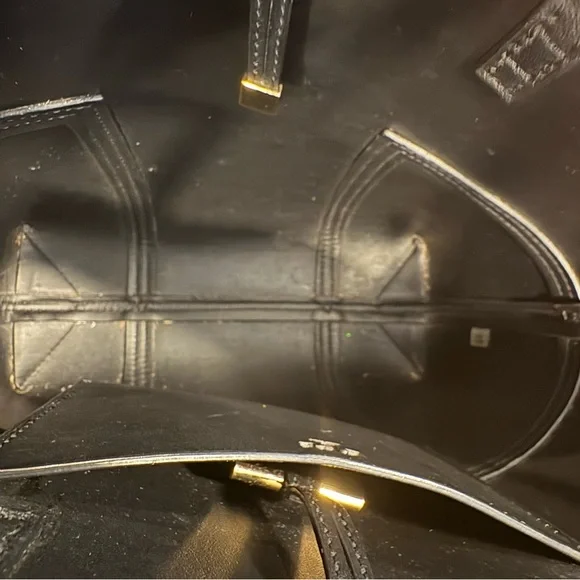 Tory Burch Block T Mini Tote Bag Black Leather 2-way Crossbody Handles - Picture 8 of 16